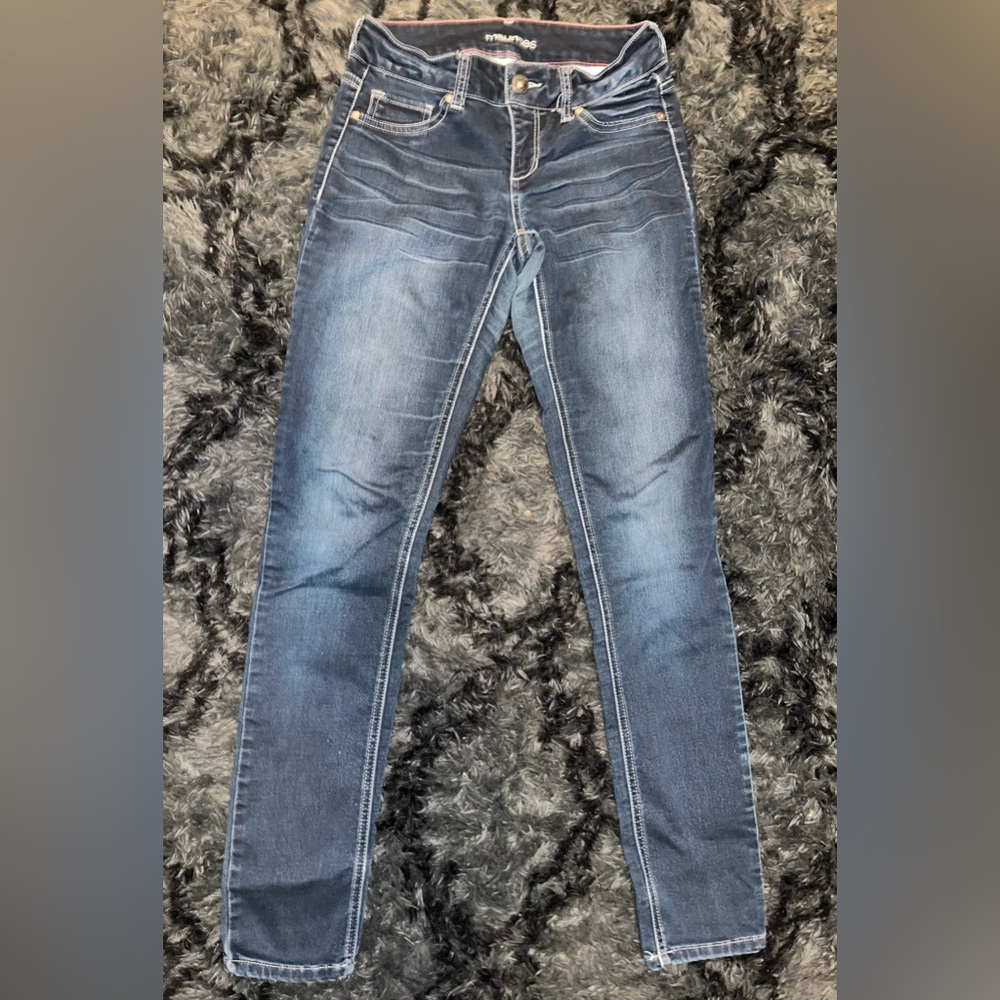 Maurices Blue Skinny Jeans with Faded Denim Look